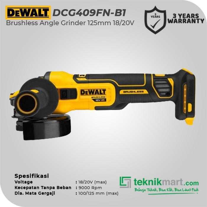 DEWALT DCG409N BRUSHLESS ANGLE GRINDER 18/20VOLT MAX 125MM (UNIT ONLY) - Image 2