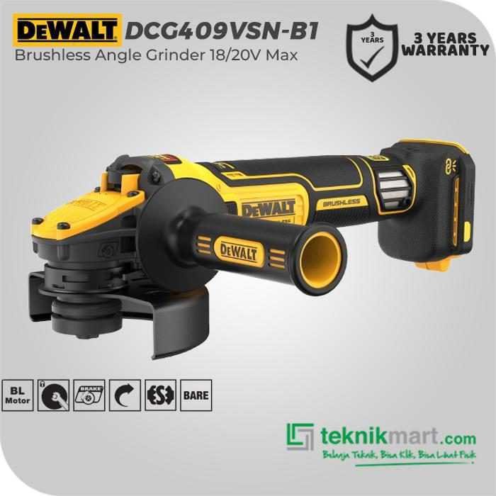 DEWALT DCG409VSN BRUSHLESS ANGLE GRINDER 20V MAX 100MM + VARIABLE SPEED (UNIT ONLY)