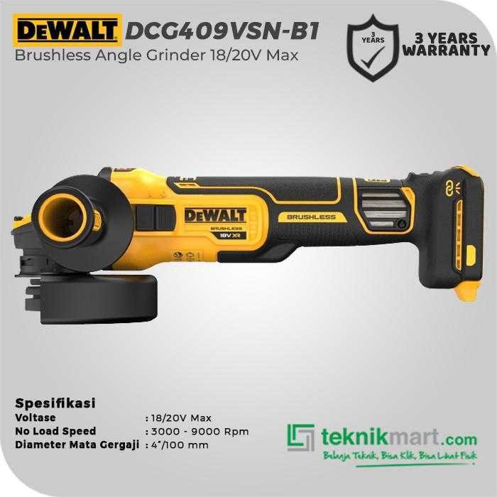 DEWALT DCG409VSN BRUSHLESS ANGLE GRINDER 20V MAX 100MM + VARIABLE SPEED (UNIT ONLY) - Image 2