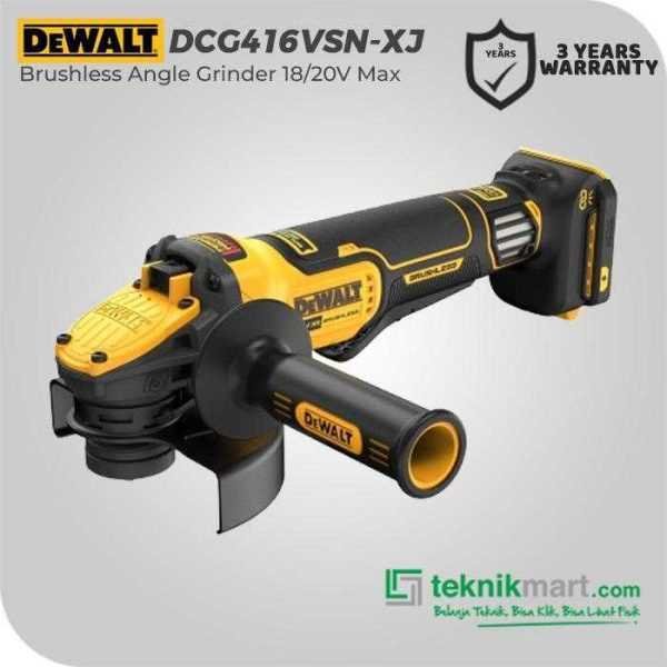 DEWALT DCG416VSN BRUSHLESS ANGLE GRINDER 20V MAX 125MM + PADDLE SWITCH & VARIABLE SPEED (UNIT ONLY)