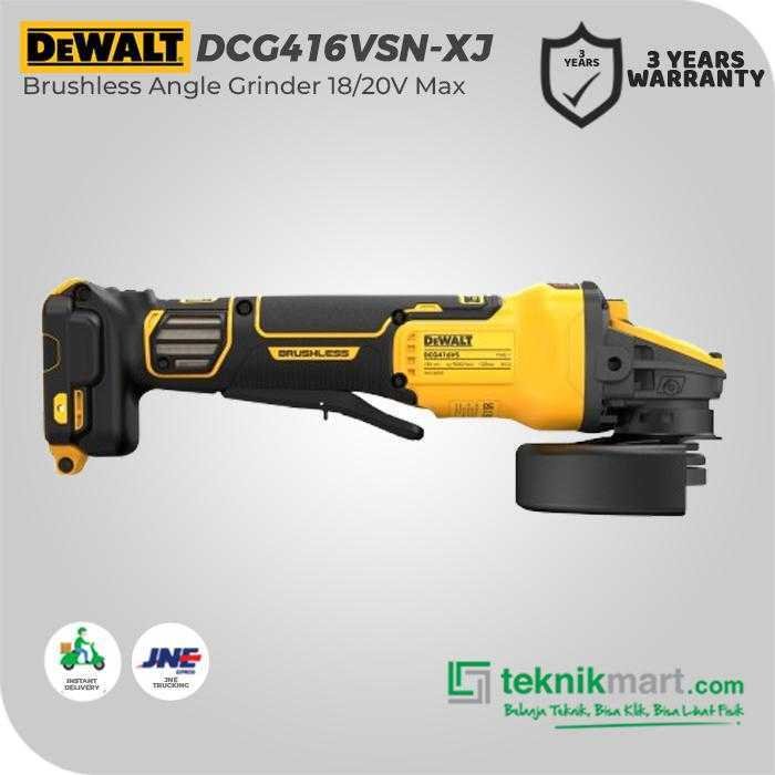 DEWALT DCG416VSN BRUSHLESS ANGLE GRINDER 20V MAX 125MM + PADDLE SWITCH & VARIABLE SPEED (UNIT ONLY) - Image 3