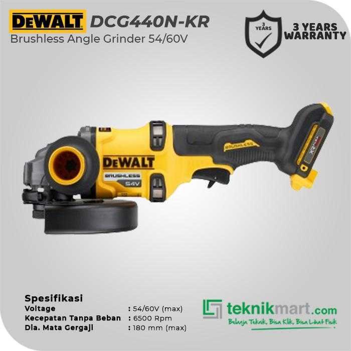 DEWALT DCG440N BRUSHLESS ANGLE GRINDER 54/60VOLT MAX 7INCH / 180MM (UNIT ONLY) - Image 2
