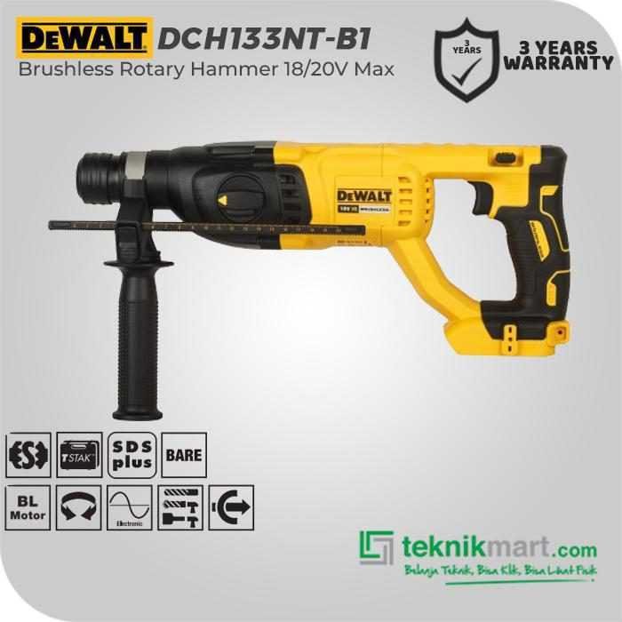 DEWALT DCH133NT BRUSHLESS ROTARY HAMMER 20V MAX 2.6 JOULE SDS PLUS 3 MODE (UNIT ONLY)