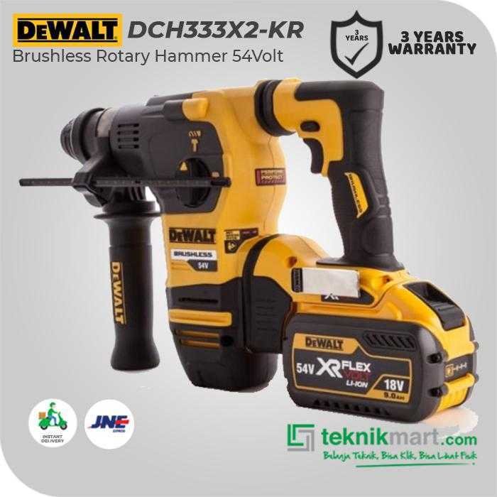 DEWALT DCH333X2 BRUSHLESS ROTARY HAMMER FLEXVOLT SDS PLUS 54VOLT 9.0AH (2X BATTERY, 1X CHARGER) - Image 3