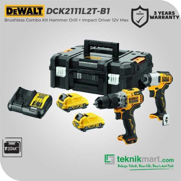 DEWALT DCK2111L2T BRUSHLESS COMBO KIT HAMMER DRILL + IMPACT DRIVER 12V MAX (HAMMER DRILL DCD706 + IMPACT DRIVER DCF801)