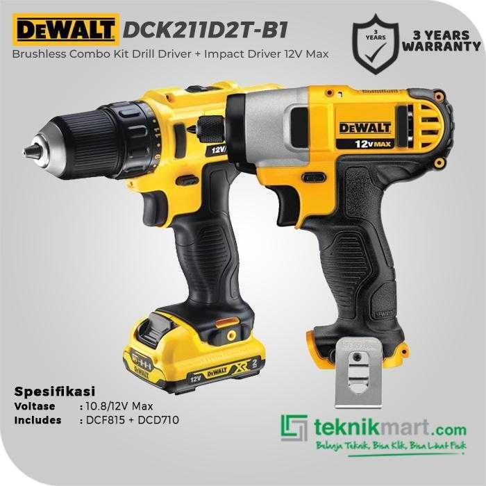 DEWALT DCK211D2T BRUSHLESS COMBO KIT DRILL DRIVER + IMPACT DRIVER 12V MAX (DRILL DRIVER DCD710 + IMPACT DRIVER DCF815) - Image 2