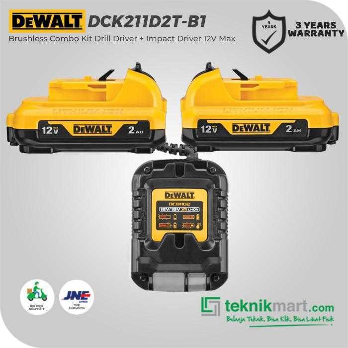 DEWALT DCK211D2T BRUSHLESS COMBO KIT DRILL DRIVER + IMPACT DRIVER 12V MAX (DRILL DRIVER DCD710 + IMPACT DRIVER DCF815) - Image 3