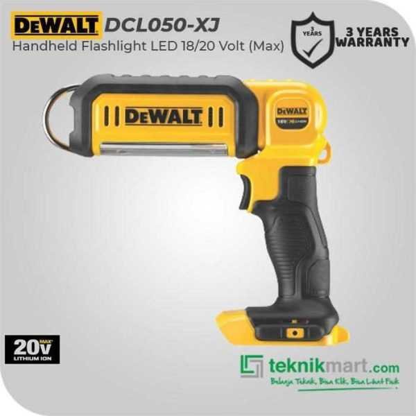 DEWALT DCL050 HANDHELD FLASHLIGHT LED 18VOLT XR 250-500 LUMENS (UNIT ONLY)