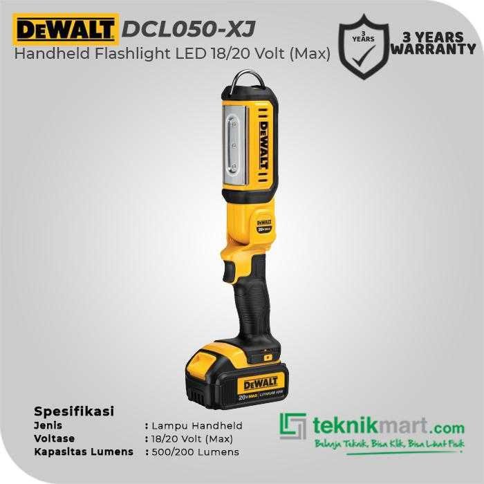 DEWALT DCL050 HANDHELD FLASHLIGHT LED 18VOLT XR 250-500 LUMENS (UNIT ONLY) - Image 2