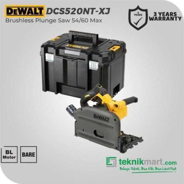 DEWALT DCS520NT BRUSHLESS PLUNGE SAW 54V 165MM + BOX (UNIT ONLY)