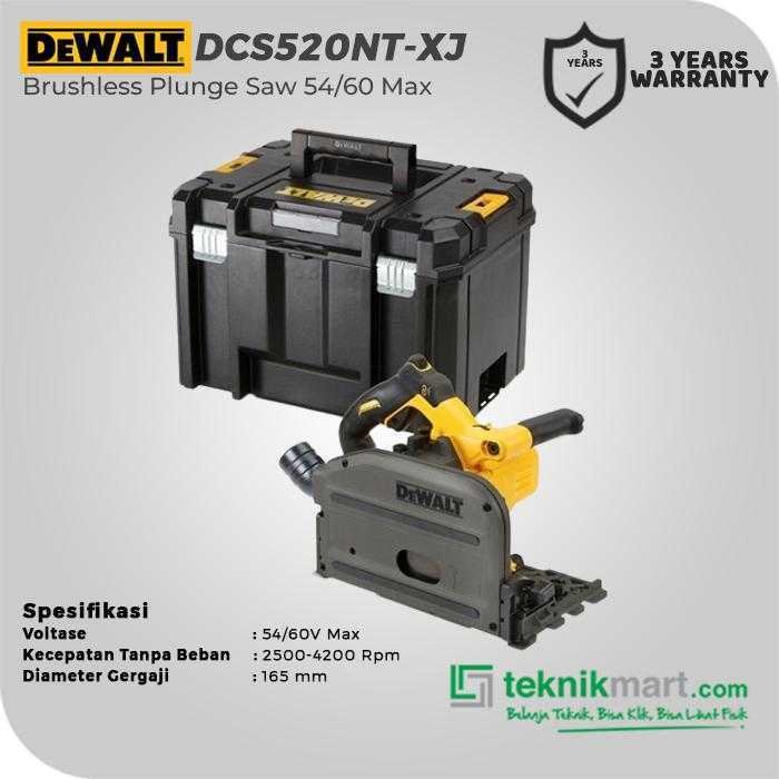 DEWALT DCS520NT BRUSHLESS PLUNGE SAW 54V 165MM + BOX (UNIT ONLY) - Image 2