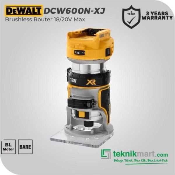 DEWALT DCW600N BRUSHLESS ROUTER 20V MAX KAP. 6-8MM (UNIT ONLY)