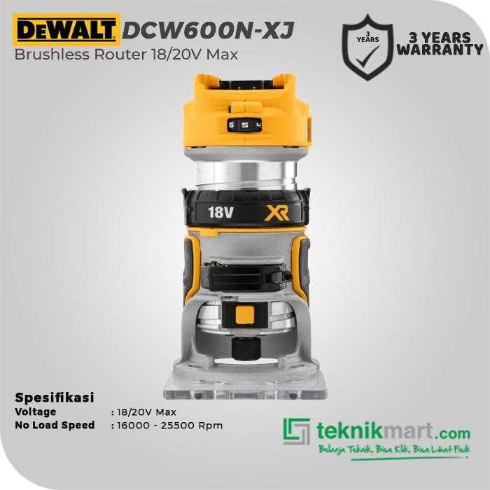 DEWALT DCW600N BRUSHLESS ROUTER 20V MAX KAP. 6-8MM (UNIT ONLY) - Image 2