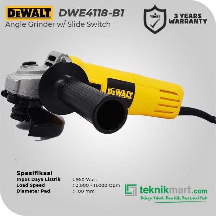 DEWALT DWE4118 ANGLE GRINDER PADDLE SWITCH 950WATT 100MM - Image 2