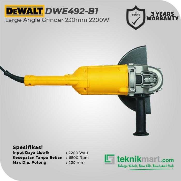 DEWALT DWE492 LARGE ANGLE GRINDER 230MM 2200WATT - Image 2