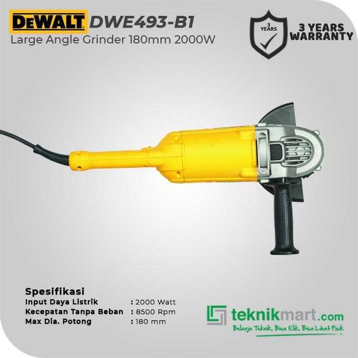 DEWALT DWE493 LARGE ANGLE GRINDER 180MM 2200WATT - Image 2
