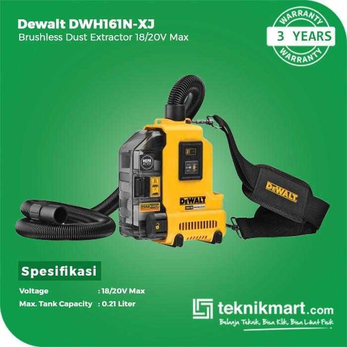 DEWALT DWH161N BRUSHLESS DUST EXTRACTOR / VACUUM CLEANER 20V MAX 0.21 LITER (UNIT ONLY) - Image 2