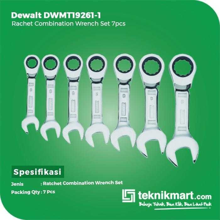 DEWALT DWMT19261-0 STUBBY RATCHET COMBINATION WRENCH SET 7PCS 10-19MM - Image 2