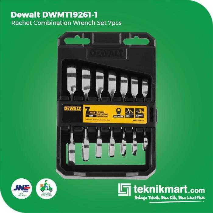 DEWALT DWMT19261-0 STUBBY RATCHET COMBINATION WRENCH SET 7PCS 10-19MM - Image 3