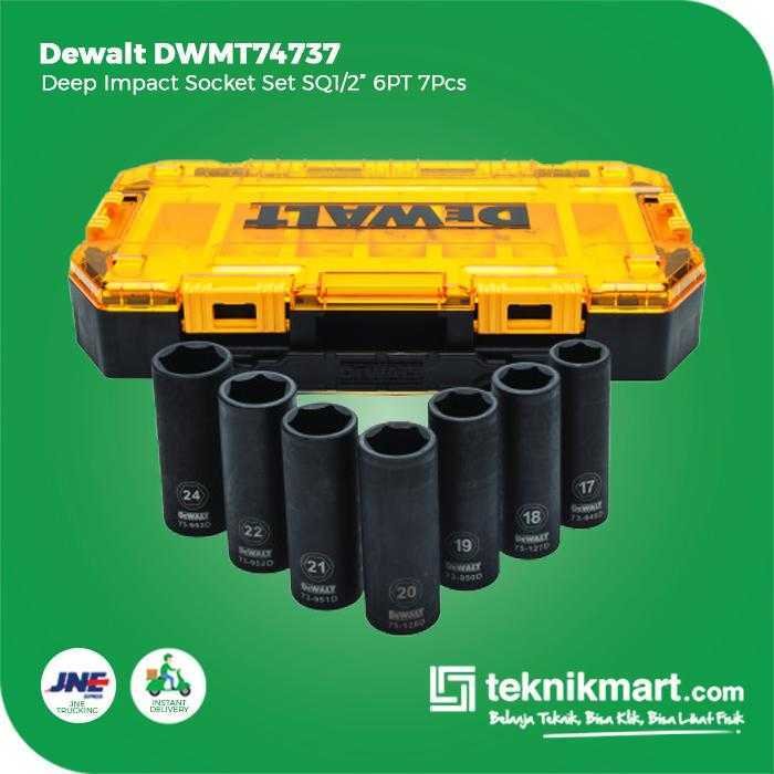 DEWALT DWMT74737 DEEP IMPACT SOCKET SET SQ 1/2" 6PT 7PCS (17-24MM) IN TOUGHBOX - Image 3