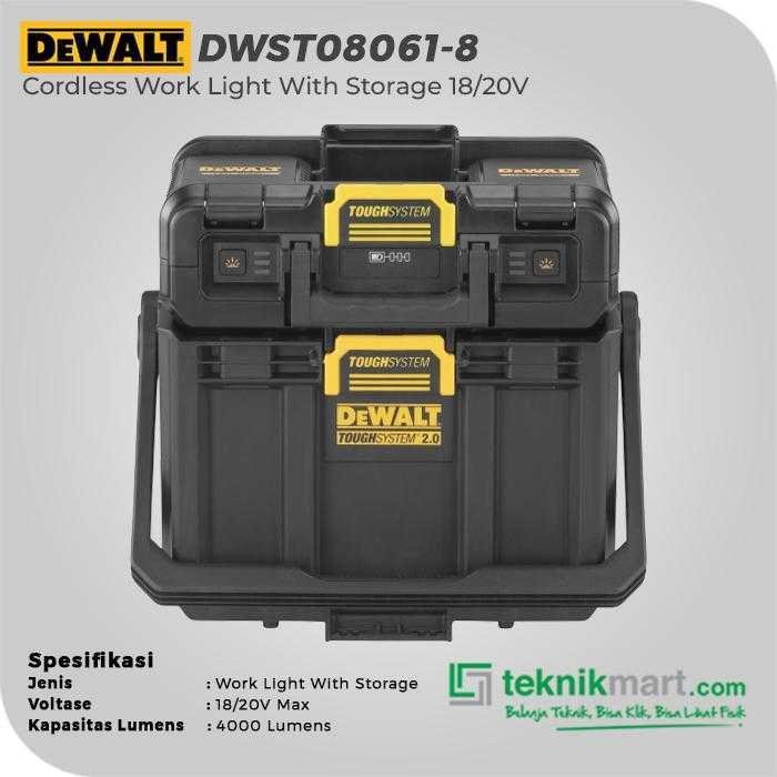 DEWALT DWST08061-8 CORDLESS WORK LIGHT WITH STORAGE TOUGHSYSTEM 2.0 18/20VOLT MAX (UNIT ONLY) - Image 2