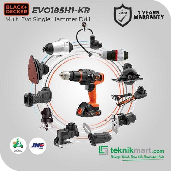 BLACK AND DECKER EVO185H1 MULTIEVO SINGLE HAMMER DRILL 18/20VOLT 10MM - Image 4