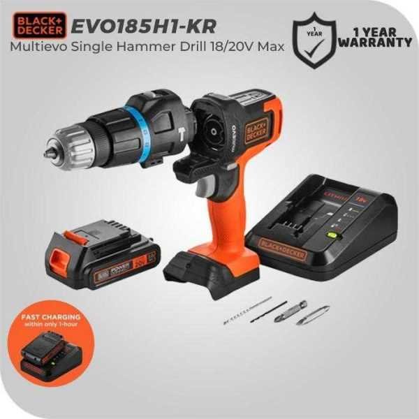 BLACK AND DECKER EVO185H1 MULTIEVO SINGLE HAMMER DRILL 18/20VOLT 10MM