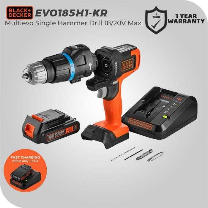 BLACK AND DECKER EVO185H1 MULTIEVO SINGLE HAMMER DRILL 18/20VOLT 10MM