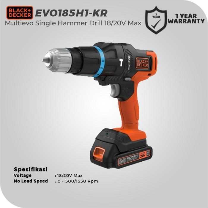 BLACK AND DECKER EVO185H1 MULTIEVO SINGLE HAMMER DRILL 18/20VOLT 10MM - Image 2