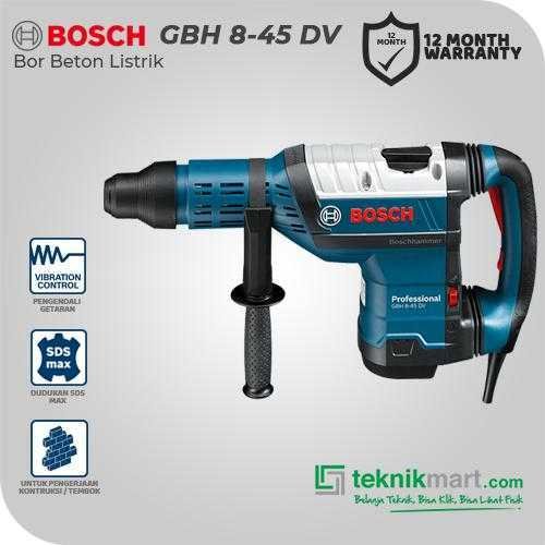 BOSCH GBH 8-45 DV ROTARY HAMMER WITH SDS MAX 1500WATT 12.5JOULE 45MM