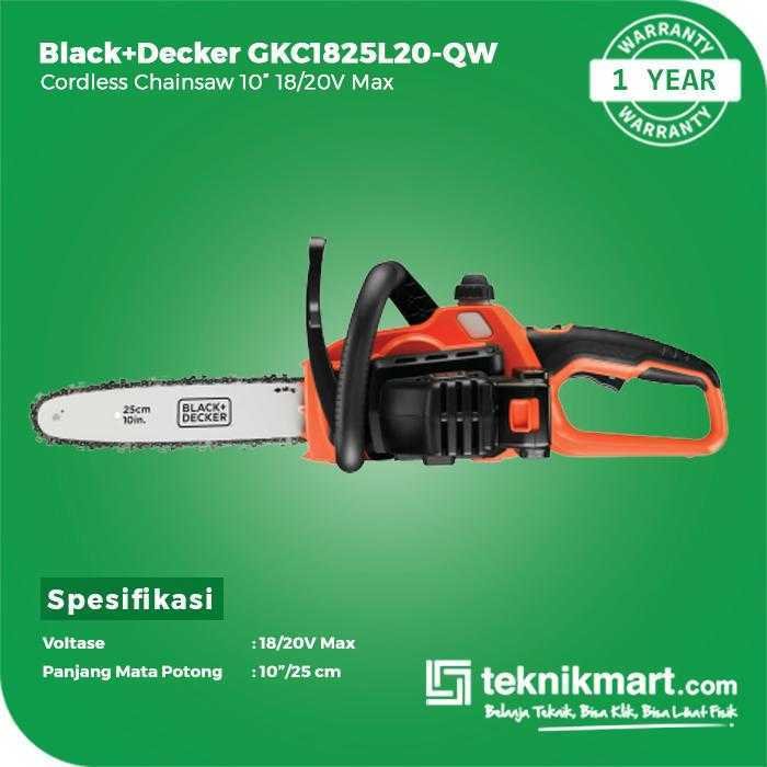 BLACK AND DECKER GKC1825L20 CORDLESS CHAINSAW 18VOLT 25CM LI-ION - Image 2