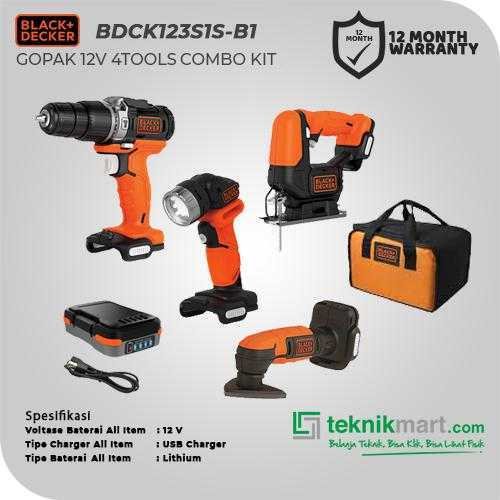 BLACK AND DECKER BDCK123S1S GOPAK 12V 4-TOOLS (HAMMER DRILL, SANDER, TORCH, JIGSAW) - Image 2