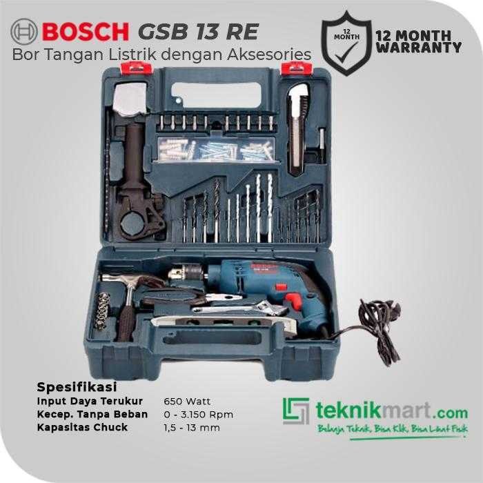 BOSCH GSB 13 RE IMPACT DRILL SET 650WATT 13MM WITH HAND TOOLS - Image 2