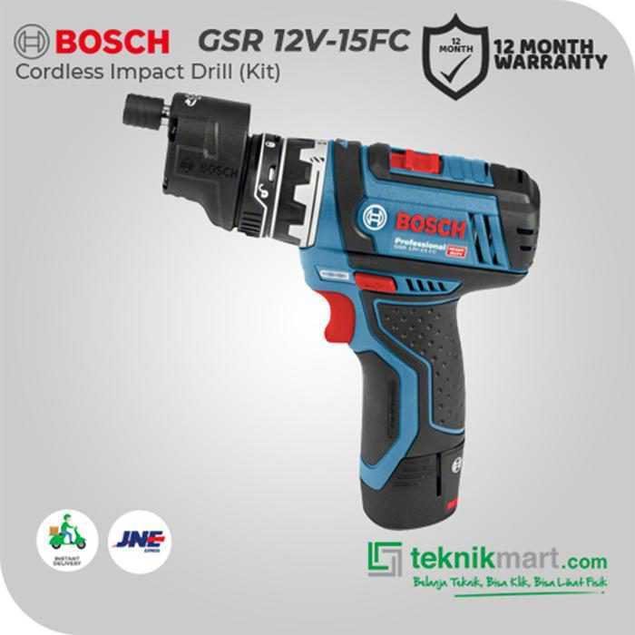 BOSCH GSR 12V-15 FC CORDLESS DRILL DRIVER 12VOLT 2.0AH (2X GBA 2.0AH, 1X GAL1230CV, 1X KOTAK ALAT, CHUCK+RIGHT ANGLE+EXCENTER+BIT HOLDER) - Image 3