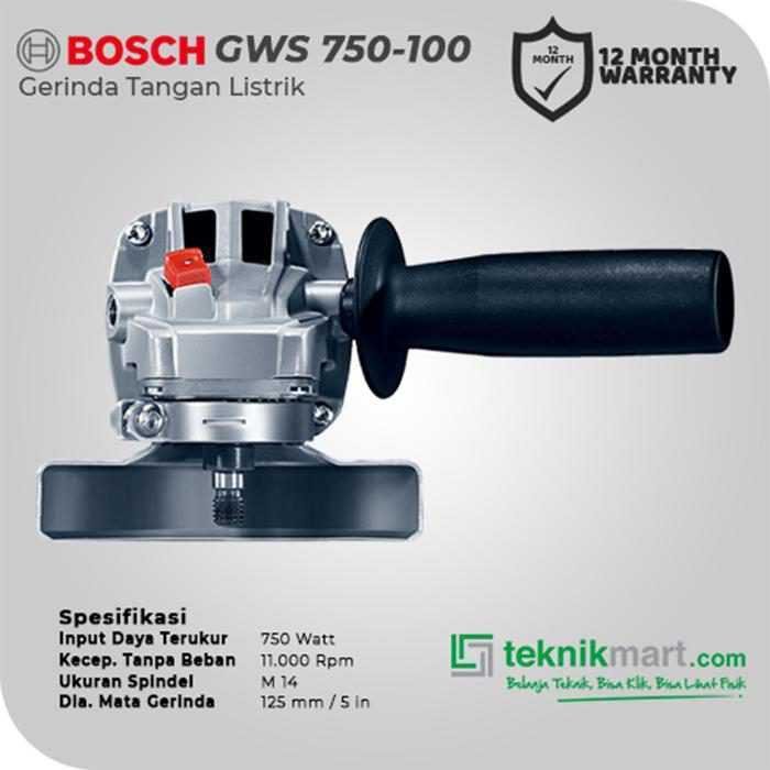 BOSCH GWS 750-100 ANGLE GRINDER 750WATT 115MM 11000RPM - Image 2