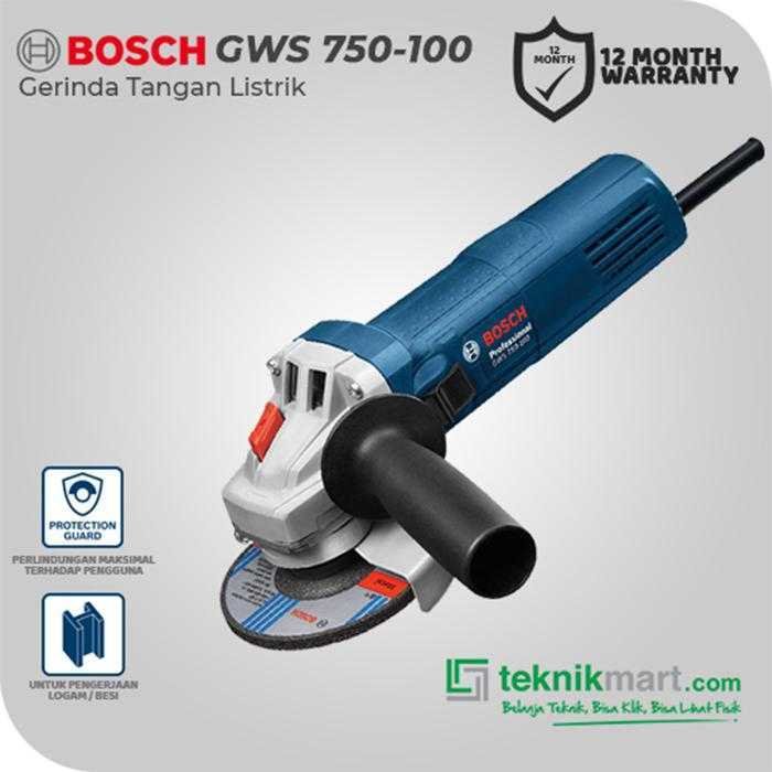 BOSCH GWS 750-100 ANGLE GRINDER 750WATT 115MM 11000RPM