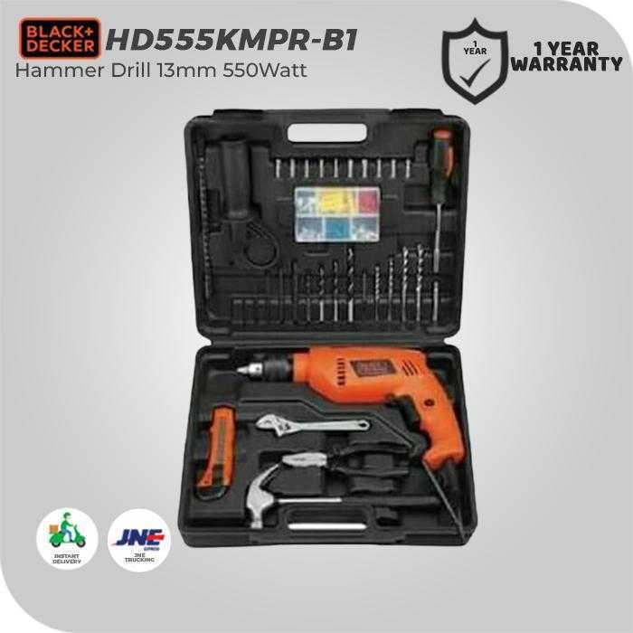 BLACK AND DECKER HD555KMPR HAMMER DRILL 550WATT 13MM VALUE PACK (100 ACCESSORIES) - Image 3
