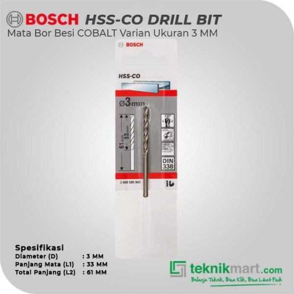 BOSCH HSS-CO METAL DRILL BIT 3X33X61MM (MATERIAL COBALT)