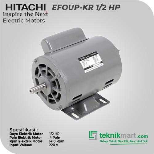 HITACHI ELECTRO MOTOR 1/2 HP 1P 4P - Image 2