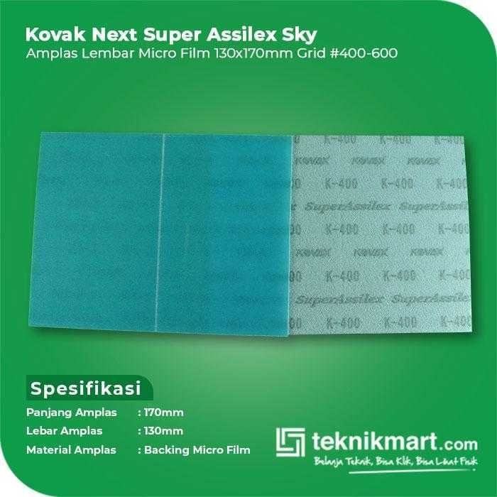 KOVAX SUPER ASSILEX BLUE SKY AMPLAS SHEET KERTAS GRID #400 130X170MM - Image 2