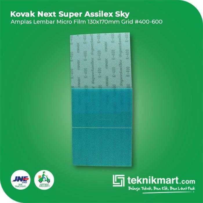 KOVAX SUPER ASSILEX BLUE SKY AMPLAS SHEET KERTAS GRID #400 130X170MM - Image 3