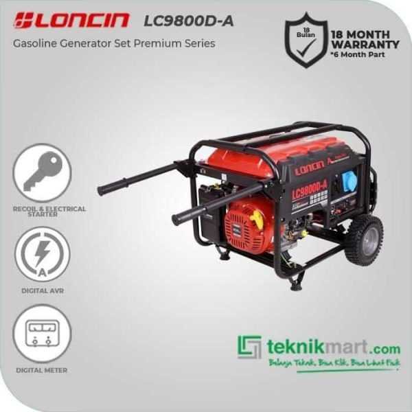 LONCIN LC 9800 DA 1PHASE RECOIL & ELECTRIC STATER GASOLINE GENSET 7,5KW