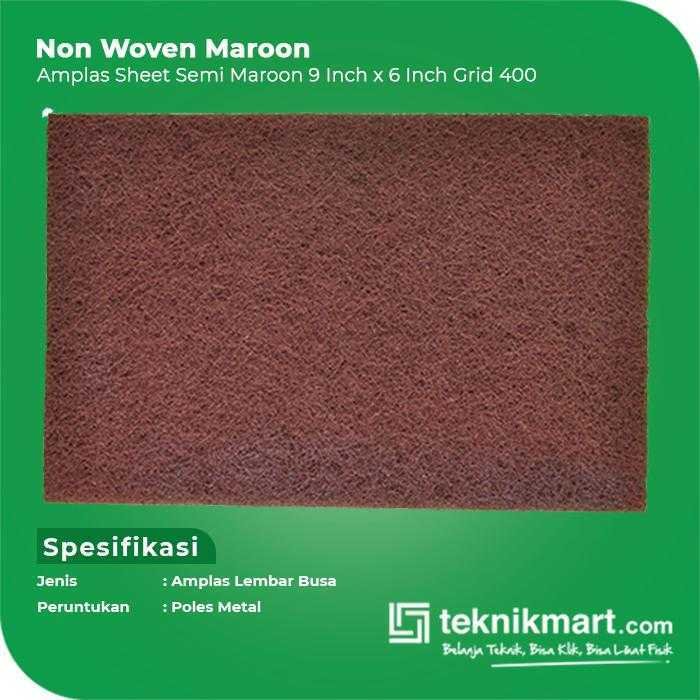 NON WOVEN MEDIUM MAROON AMPLAS SHEET BUSA GRID #400 6X9INCH (NO MERK) - Image 3