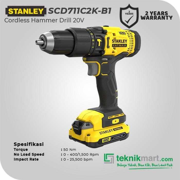 STANLEY SCD711C2K CORDLESS HAMMER DRILL 20V 1.5AH 0-400/1.500RPM - Image 2