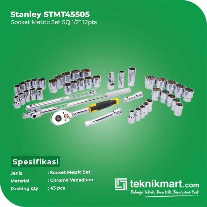 STANLEY STMT45505 SOCKET SET SQ1/2" 12PTS 43PCS METRIC (METAL CASE) - Image 3