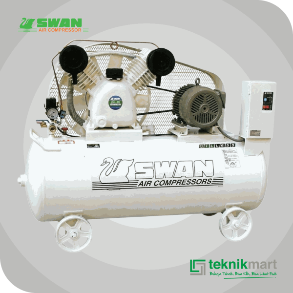 SWAN SDUM-205 COMPRESSOR 5HP OIL LESS DUAL SYSTEM DENGAN MOTOR, AUTO & SEMI AUTO SYSTEM 155L 8BAR 3.7KW