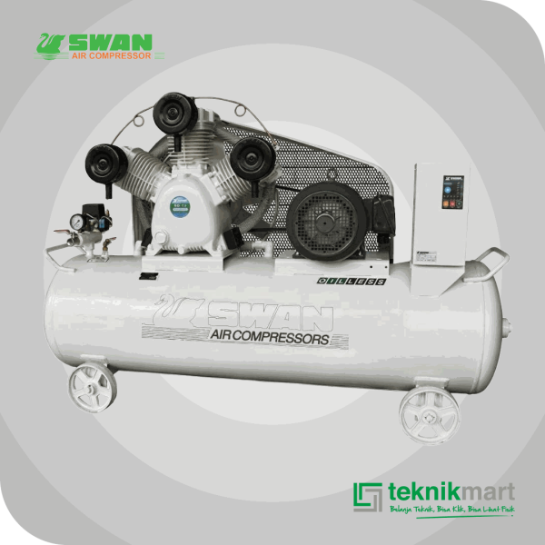 SWAN SDUM-307 COMPRESSOR 7.5HP OIL LESS DUAL SYSTEM DENGAN MOTOR, AUTO & SEMI AUTO SYSTEM 240L 8BAR 5.5KW