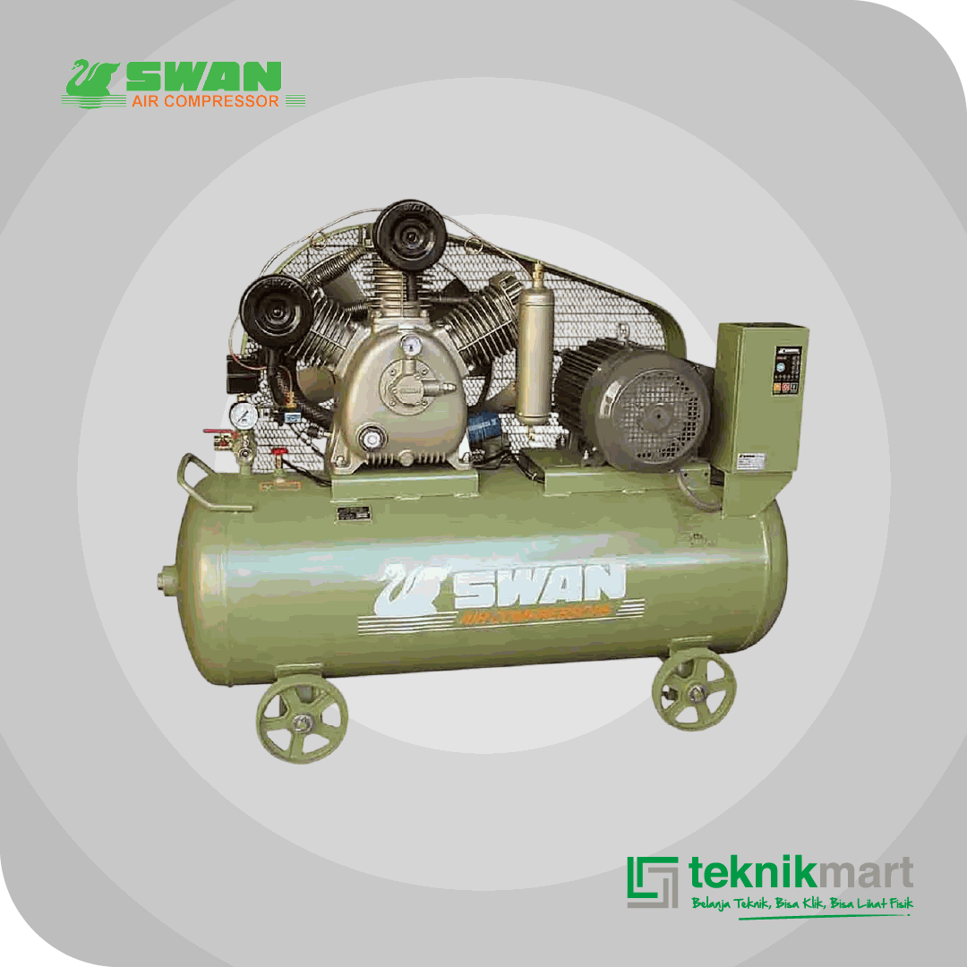 SWAN SVUM205N COMPRESSOR 5HP DUAL SYSTEM DENGAN MOTOR, AUTO & SEMI AUTO SYSTEM 155L 8BAR 3.7KW