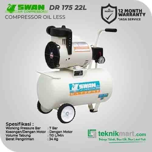 SWAN DR 175-22L COMPRESSOR OIL FREE 1 HP