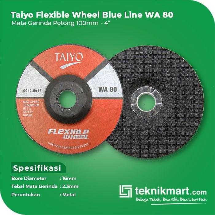TAIYO WA 80 FLEXIBLE GRINDING WHEEL FOR STAINLESS BLUE LINE 103X2.5X16MM - Image 2